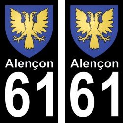 Blason Alençon - Stickers plaque immatriculation 61