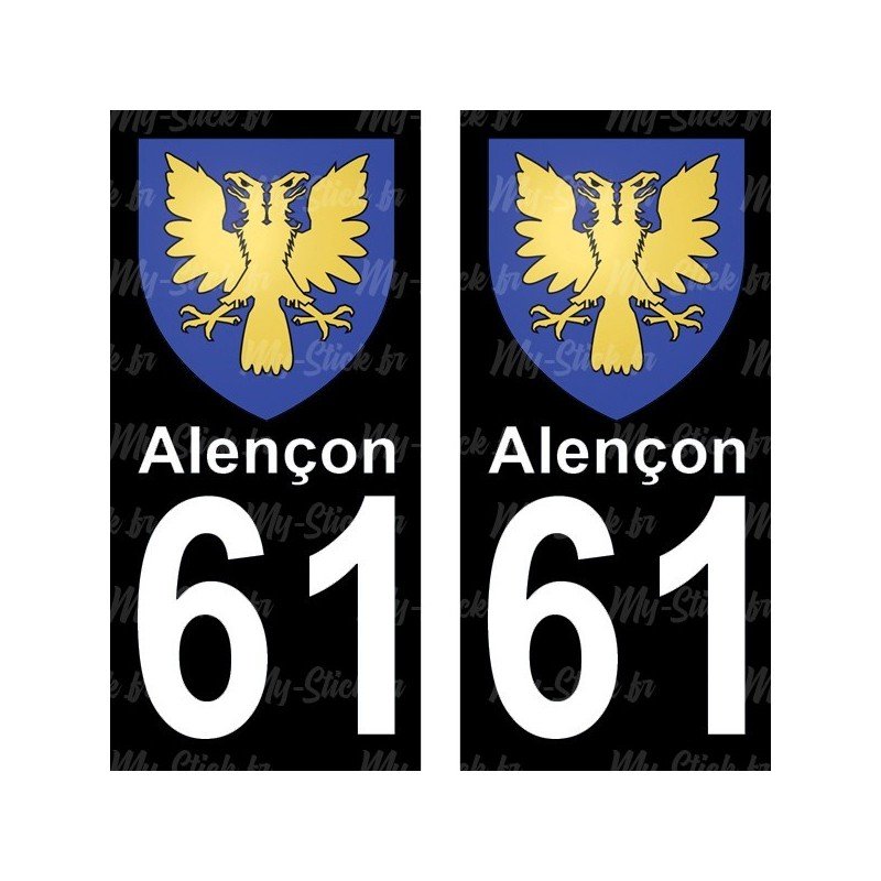 Blason Alençon - Stickers plaque immatriculation 61