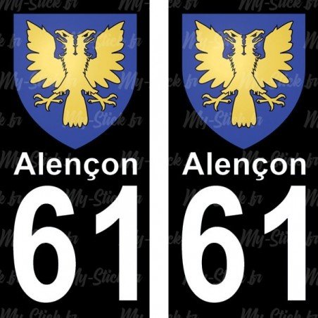 Blason Alençon - Stickers plaque immatriculation 61