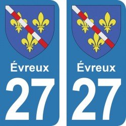 Blason Évreux - Stickers plaque immatriculation 27