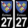 Blason Évreux - Stickers plaque immatriculation 27