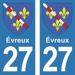 Blason Évreux - Stickers plaque immatriculation 27