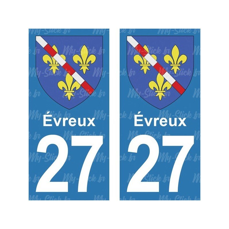 Blason Évreux - Stickers plaque immatriculation 27