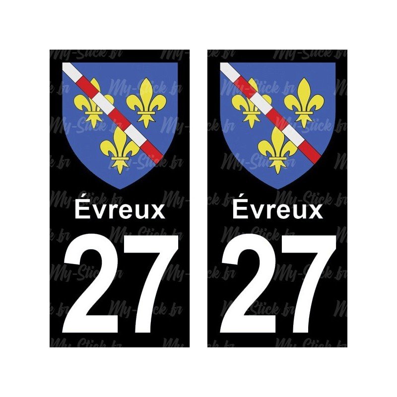 Blason Évreux - Stickers plaque immatriculation 27