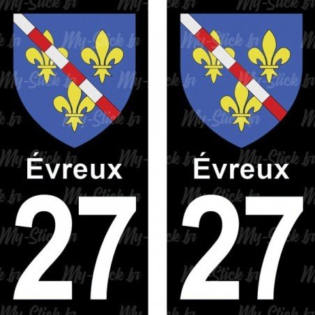 Blason Évreux - Stickers plaque immatriculation 27