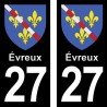 Blason Évreux - Stickers plaque immatriculation 27