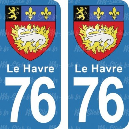 Blason Le Havre - Stickers plaque immatriculation 76