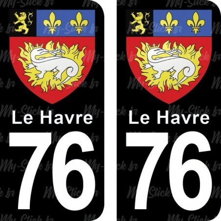 Blason Le Havre - Stickers plaque immatriculation 76