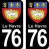 Blason Le Havre - Stickers plaque immatriculation 76