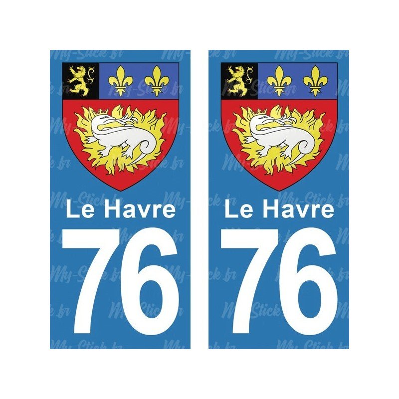 Blason Le Havre - Stickers plaque immatriculation 76