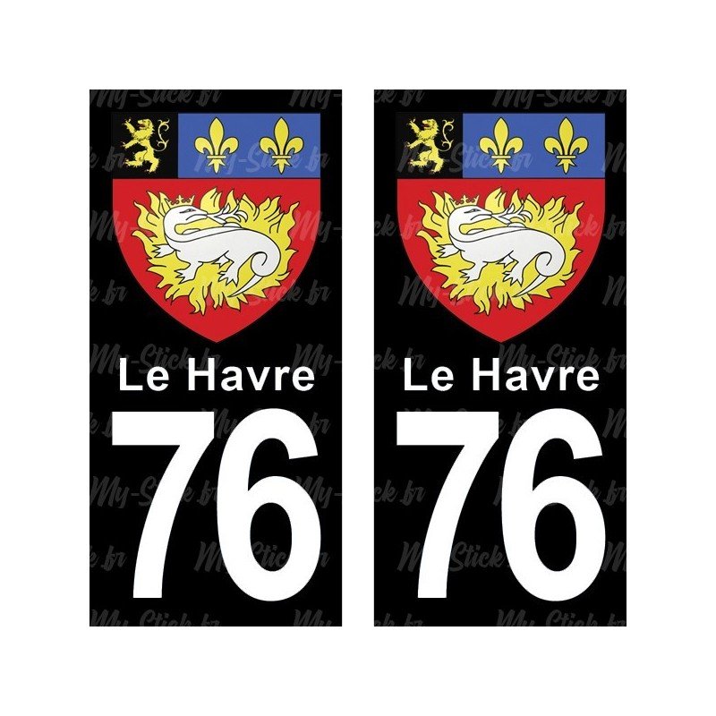 Blason Le Havre - Stickers plaque immatriculation 76