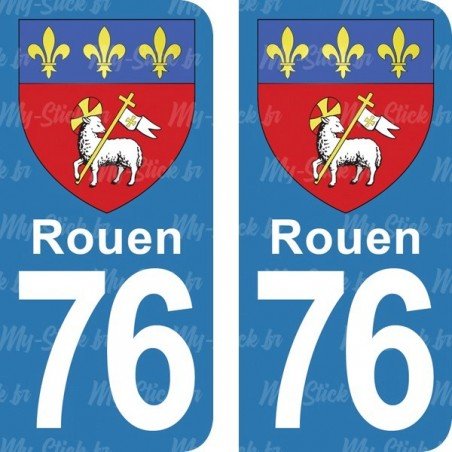 Blason Rouen - Stickers plaque immatriculation 76