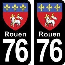 Blason Rouen - Stickers plaque immatriculation 76