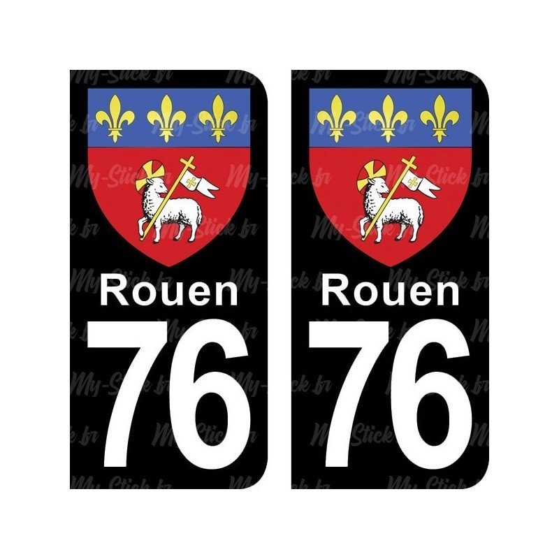 Blason Rouen - Stickers plaque immatriculation 76