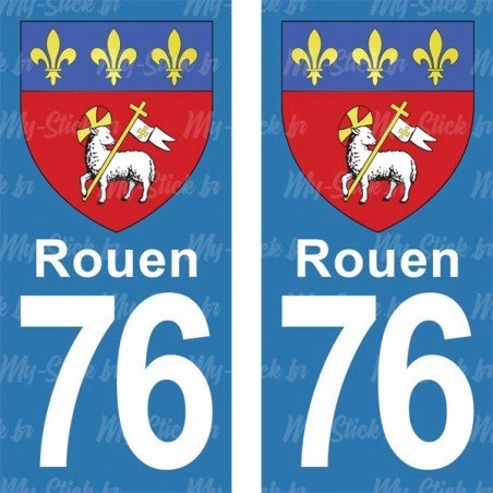 Blason Rouen - Stickers plaque immatriculation 76
