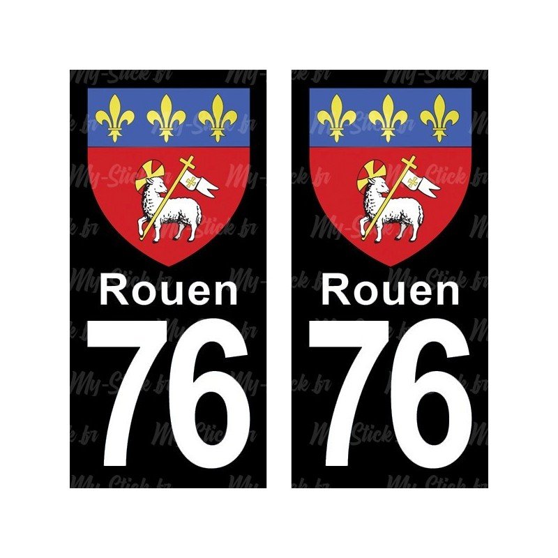 Blason Rouen - Stickers plaque immatriculation 76