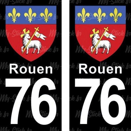 Blason Rouen - Stickers plaque immatriculation 76