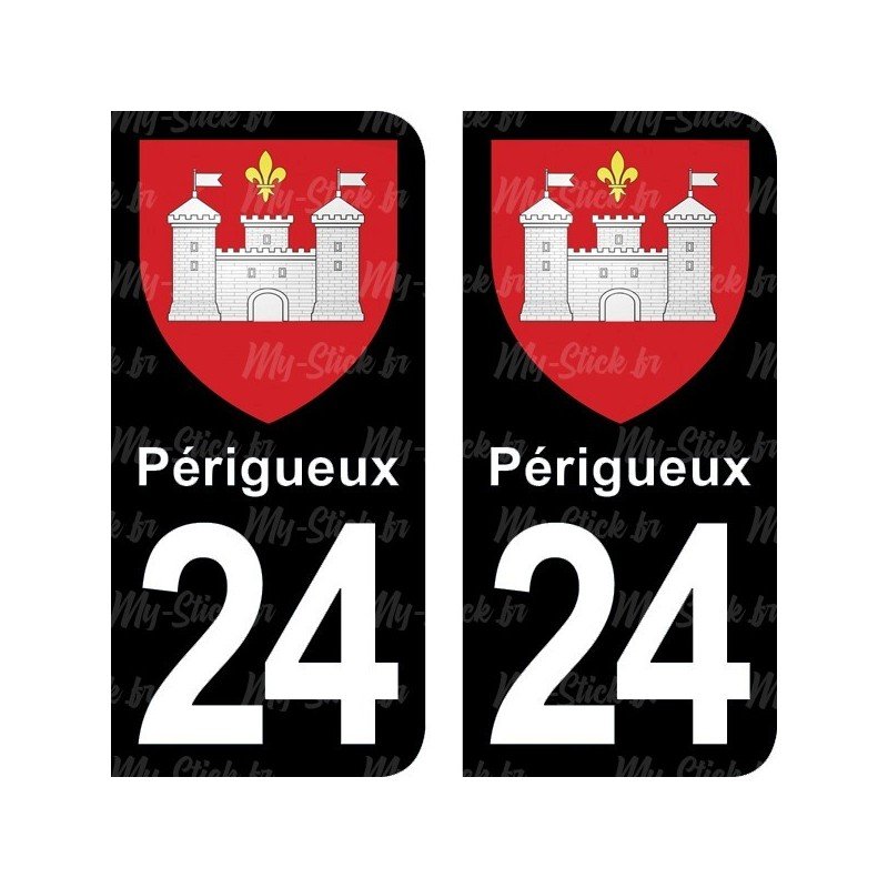 Blason Périgueux -Stickers plaque immatriculation 24