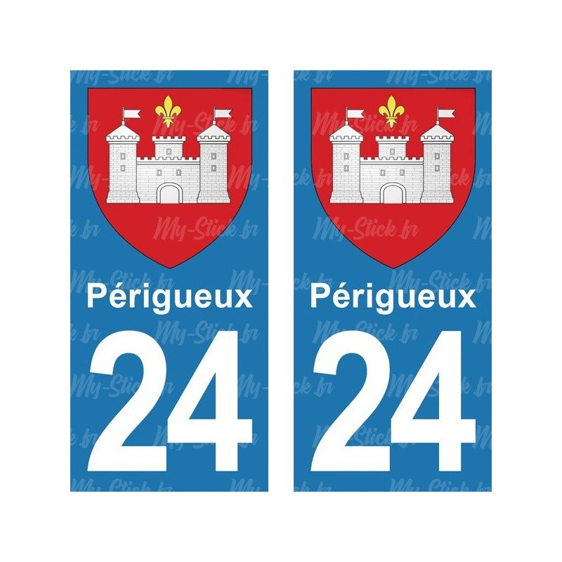 Blason Périgueux -Stickers plaque immatriculation 24
