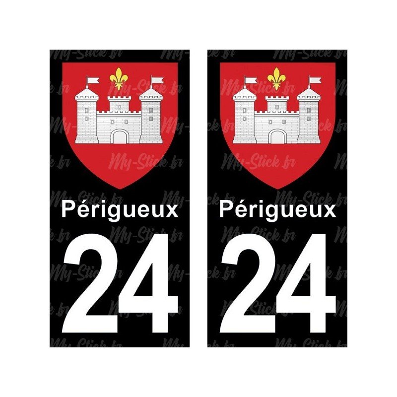 Blason Périgueux -Stickers plaque immatriculation 24