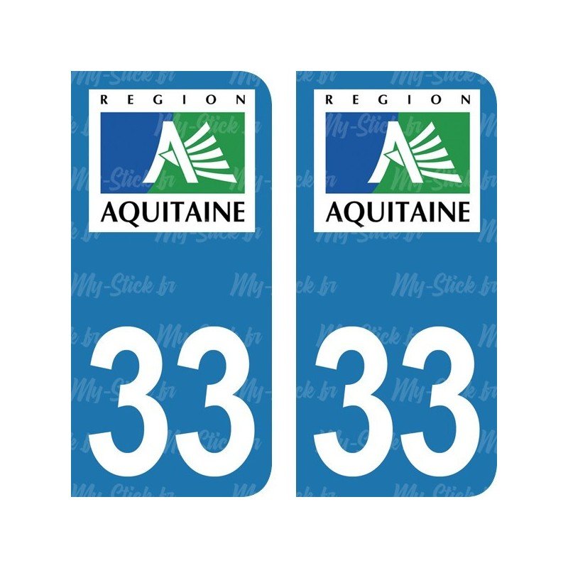 Stickers plaque immatriculation Gironde 33