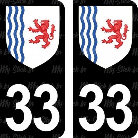 Blason stickers plaque immatriculation 33