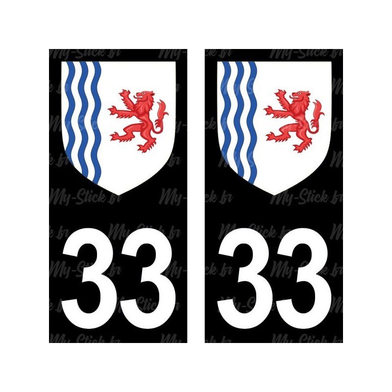 Blason stickers plaque immatriculation 33