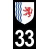 Blason stickers plaque immatriculation 33