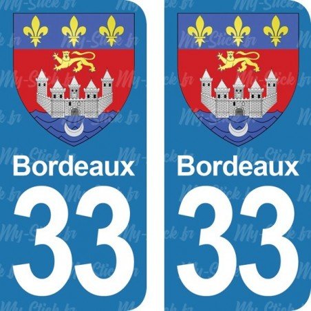 Blason Bordeaux - Stickers plaque immatriculation 33