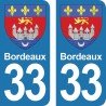 Blason Bordeaux - Stickers plaque immatriculation 33