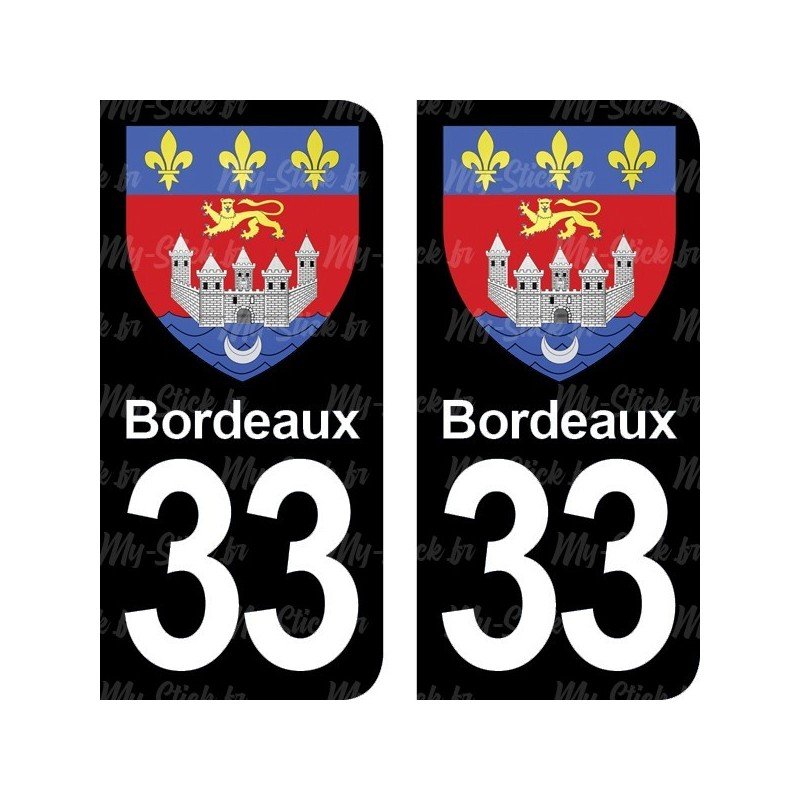 Blason Bordeaux - Stickers plaque immatriculation 33