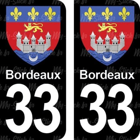 Blason Bordeaux - Stickers plaque immatriculation 33