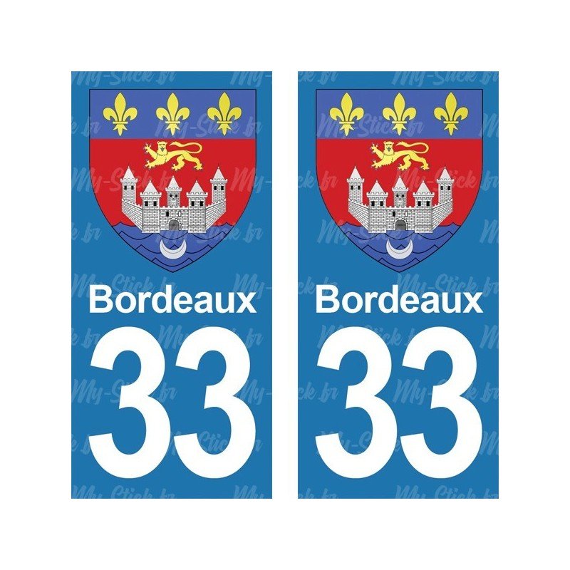 Blason Bordeaux - Stickers plaque immatriculation 33