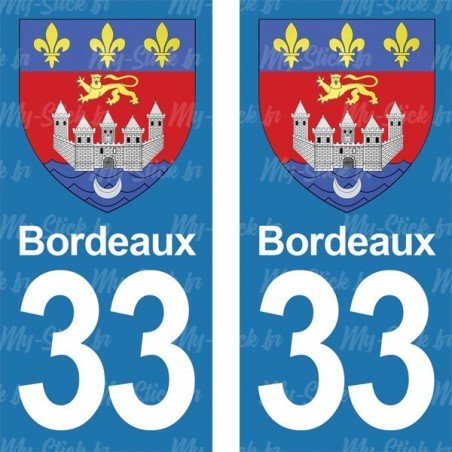 Blason Bordeaux - Stickers plaque immatriculation 33