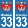 Blason Bordeaux - Stickers plaque immatriculation 33