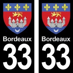 Blason Bordeaux - Stickers plaque immatriculation 33