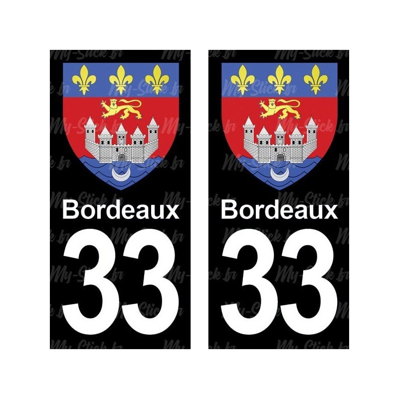 Blason Bordeaux - Stickers plaque immatriculation 33