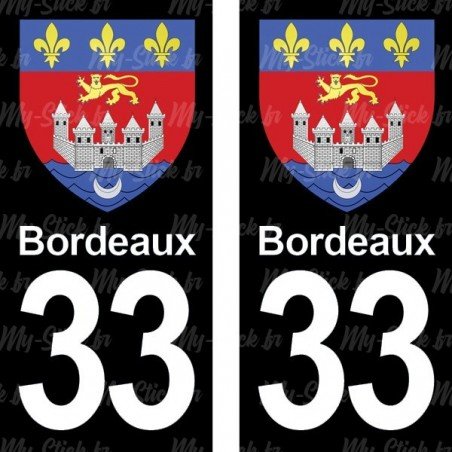 Blason Bordeaux - Stickers plaque immatriculation 33
