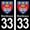 Blason Bordeaux - Stickers plaque immatriculation 33
