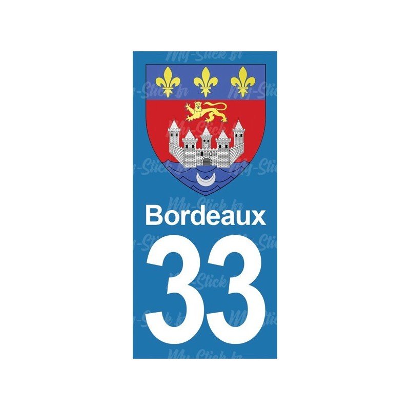 Blason Bordeaux - Stickers plaque immatriculation 33