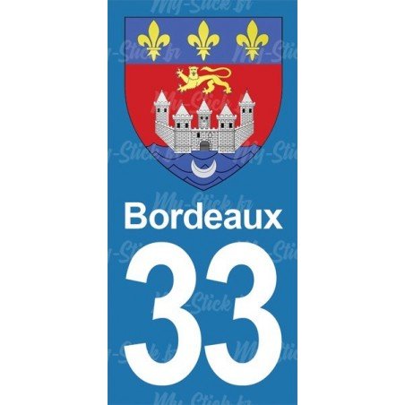 Blason Bordeaux - Stickers plaque immatriculation 33