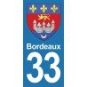 Blason Bordeaux - Stickers plaque immatriculation 33