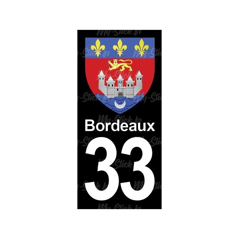 Blason Bordeaux - Stickers plaque immatriculation 33