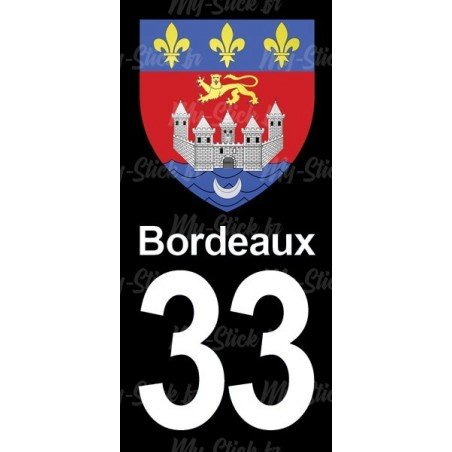 Blason Bordeaux - Stickers plaque immatriculation 33