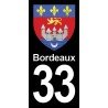 Blason Bordeaux - Stickers plaque immatriculation 33