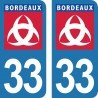 Ville de Bordeaux blason - Stickers plaque immatriculation 33