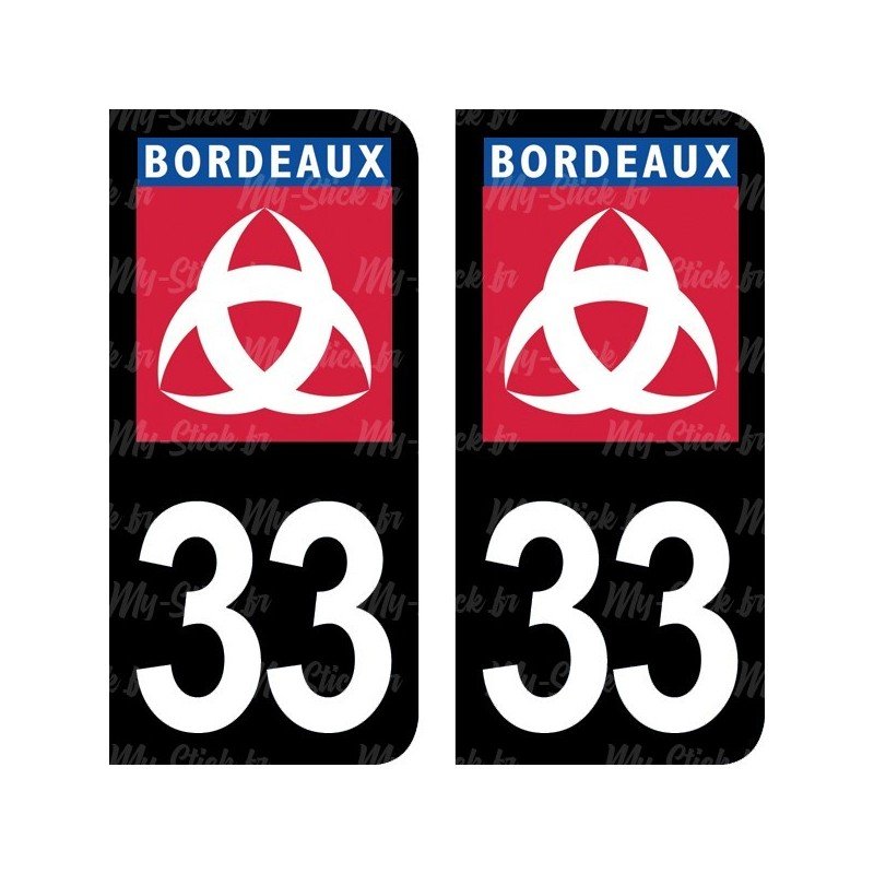 Ville de Bordeaux blason - Stickers plaque immatriculation 33