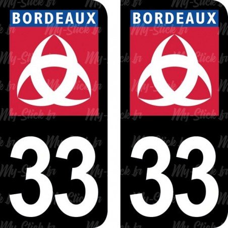 Ville de Bordeaux blason - Stickers plaque immatriculation 33
