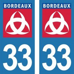 Ville de Bordeaux blason - Stickers plaque immatriculation 33