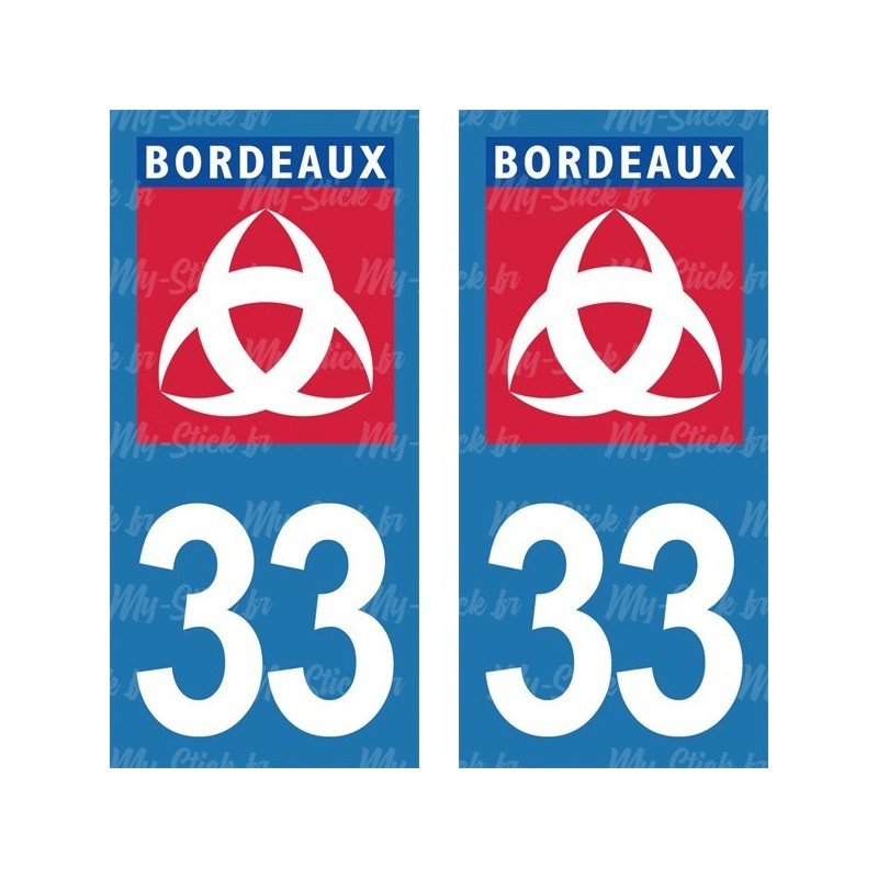 Ville de Bordeaux blason - Stickers plaque immatriculation 33